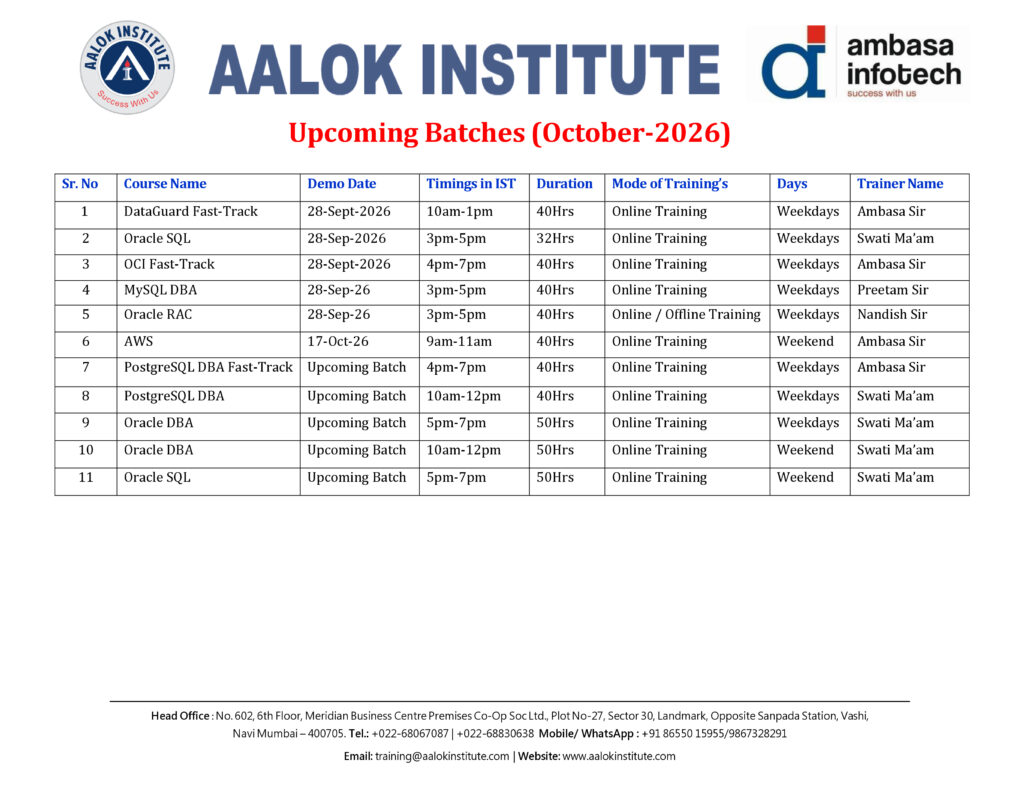 Upcoming Batches OCt 2026